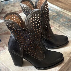 Bed Stu Black and Brown Cutout Heeled Boots